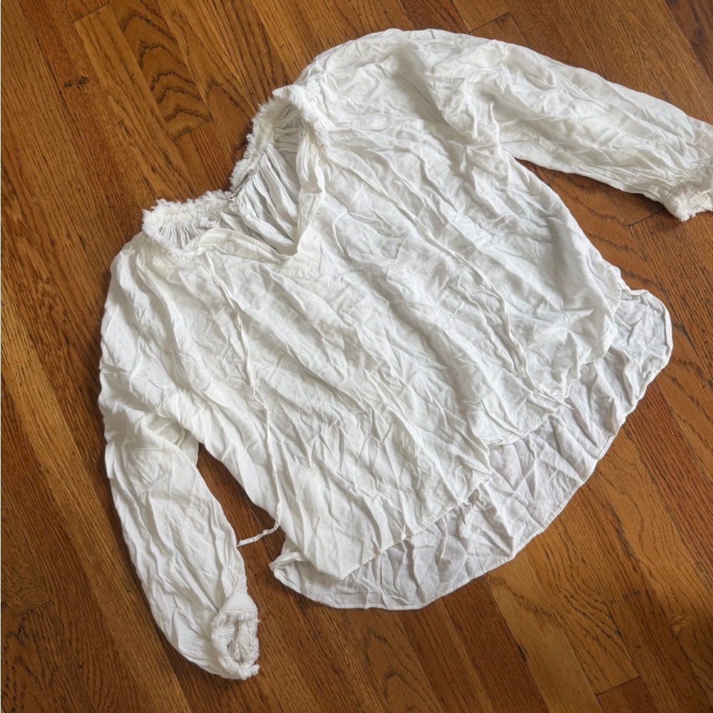 Zadig & Voltaire White V-Neck Boho Peasant Blouse